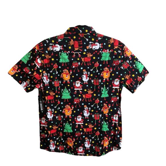 MASSIVE CHRISTMAS SHIRT Men's Size S Character Black Red Short Sleeve Pocket - Picture 4 of 4